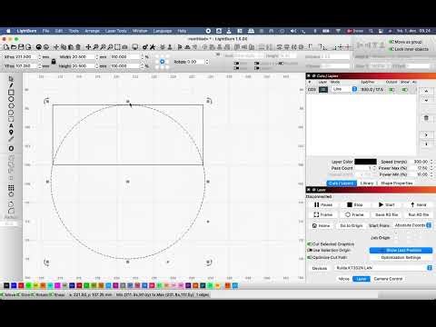 Construct a defined circular arc in Lightburn