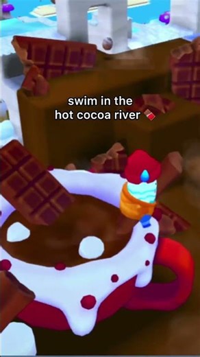 WHO WANTS TO SWIM IN THE HOT COCOA RIVER??? ❄️🍫🐧 explore winter at dojoislands.com #winter #games