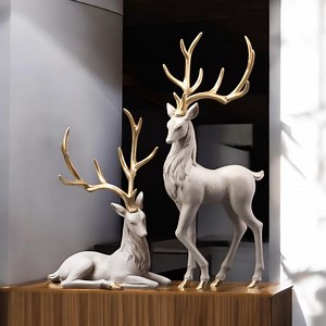 Nordic Deer Statue Set: Luxury Resin Elk Figurines - Etsy