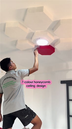 Stunning 7-Colour Honeycomb Ceiling Design Ideas