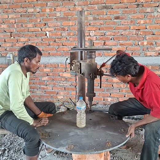 Mark hole positions accurately on the base plate using a drilling machine #construction