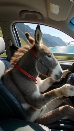 “Donkey Driving Car at Full Speed | Funny Animal Car Video | Mountain & Sea View #funniestvideo #