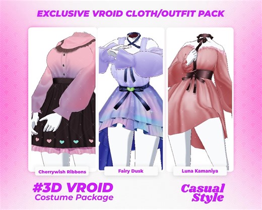Vroid Outfit Pack: 3-in-1 Casual Anime Girl Clothes (.vroidcustomitem) - Etsy