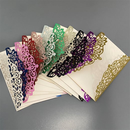 Glitter Lace Laser Cut Invitation Cover: Wedding, Quinceanera, With Ribbon Bow No Invitation Included A7 5x7 In - Etsy