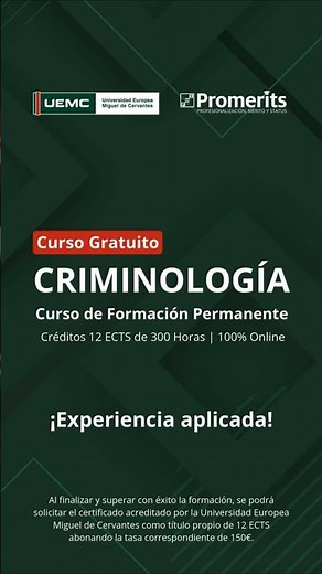 CURSO GRATUITO CRIMINOLOGÍA | UEMC | PROMERITS
