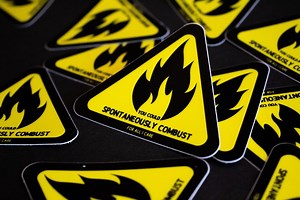 Hazard Warning Sticker Fire Yellow Stickers Funny Combust Vinyl Waterproof - Etsy Canada