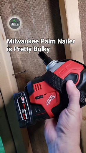 Anyone else try the Milwaukee cordless palm nailer? Works great but definitely Bulky! #milwaukeetools #palmnailer #tight #spot #nails | Go Build Stuff