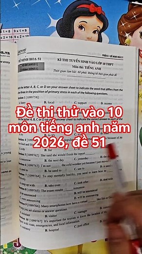 Đề thi thử vào 10 môn tiếng anh năm 2026, đề 51