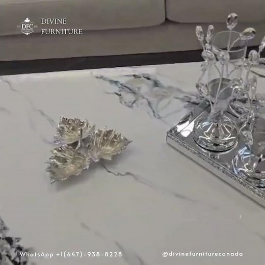 Luxury White Marble Coffee Table with Chrome Finish #furnitureoutletstores
