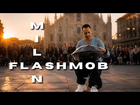 Handpan Flashmob in Milan – Live Street Performance with Harp, Flute, Cello & Violin