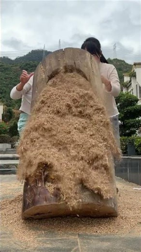 Lift up and carve😍#fypシ #woodscraft #woodsculpture #woodcarving #youtubeshorts #woodstatue #taiwan