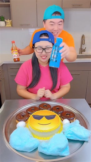 317K views · 2.9K reactions | Dog Emoji cake vs eggs ice cream challenge! #emoji #funny by Ethan Funny Family | Ethan Funny Family | Facebook