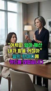 “어차피 엄마 재산 내가 받을 거잖아” 딸의 한마디에 카드를 끊었습니다 #사이다썰