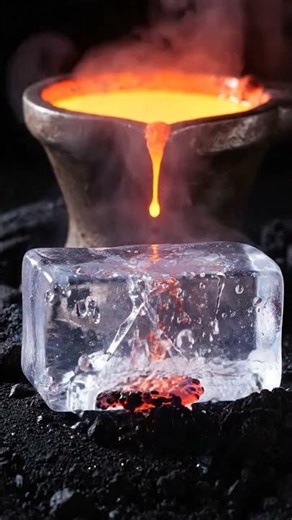 LAVA vs. GIANT ICE BLOCK! (Fire vs Ice) ❄️🔥 #Shorts
