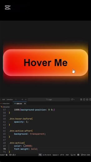 Hiw to create Hover Button using Html and Css #programming #frontend #frontenddeveloper #frontenddesign #htmlcss #csshtml