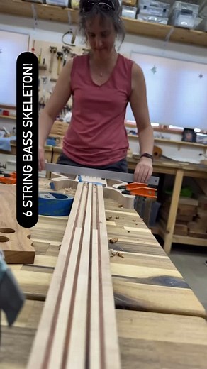 Kristen getting a 6-string bass build ready for gluing on the top👍🏼👍🏼👍🏼 #garneroguitars #6stringbass #electricbass #custommade #handmade #womeninlutherie #lovewhatyoudo❤️ | Ed Garnero