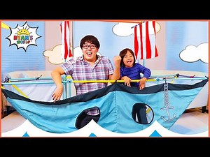Ryan's Pirate Ship Adventure with Family and hunt for treasure!! - Videos For Kids