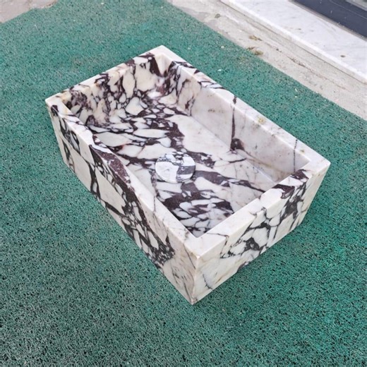 Handcrafted Calacatta Viola Marble Sink – Rectangular Vessel Basin, Wall Mount - Etsy UK