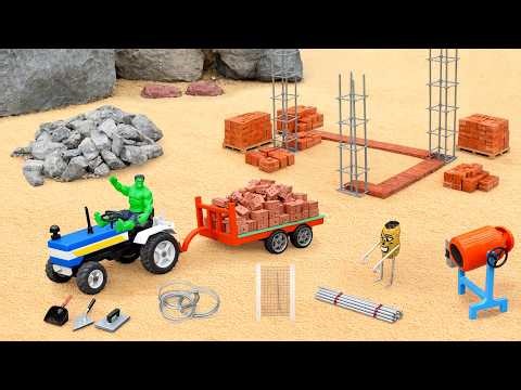 DIY Mini Tractor Builds a Homemade Brick Transport Truck for House Construction | Turbo Tractor Lab
