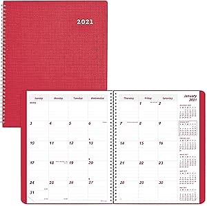Brownline Duraflex Monthly Planner, Raspberry, 8.875 x 7.125 inches (CB1200V.RAS-21)
