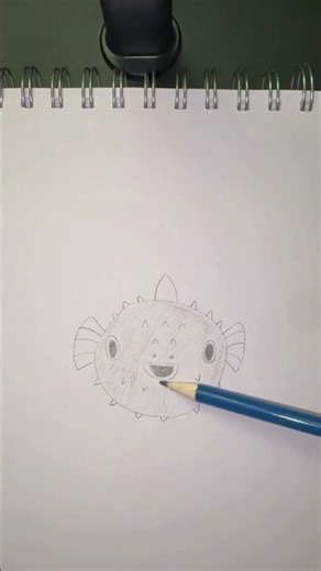 How to draw a simple and cute puffer fish