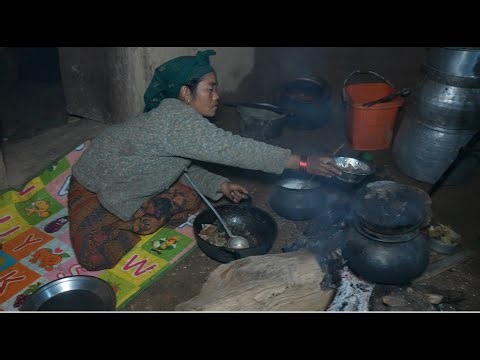 Primitive kitchen in the village || Nepali village culture