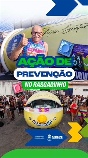 Secretaria de Estado da Saúde on Instagram: "Hoje é carnaval, galera! 🎭🎊🎉 E se tem carnaval, tem que ter prevenção! Por isso, com a coordenação de Dr. Almir Santana, o Camisildo esteve presente no carnaval do Rasgadinho, onde alunos do 8º período de Medicina da Universidade Tiradentes (Unit), fizeram uma ação educativa em que distribuíram preservativos, porta-camisinha, gel lubrificante e panfletos educativos. Essa é mais uma ação da Saúde Sergipe, na prevenção contra as Infecções Sexualment