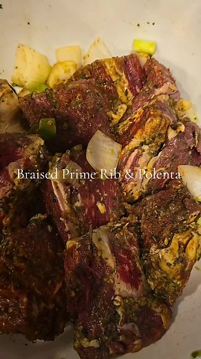 Let's take a trip to #italy🇮🇹 with this Braised Prime Rib and Polenta 👩‍🍳 Full recipe loading soon #primerib #bbq #steak #meat #food #sundaydinner This is 🔥🔥🔥 #cookingathometiktoktv #beef #foodporn #steakhouse #foodie #wagyu #fypシ゚viral #ribeye #dinner #delicious #grill #barbecue #yummy #howtomake #dryaged #foodlover