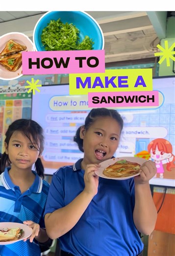 How to make a sandwich? 🥪✨ 1. First, put two slices of bread on a plate. 🍞🥖 2. Next, add tomato and fried egg to the sandwich. 🍅🍳🥚 3. Then, put another piece of bread on top. 🥯(You can add other ingredients such as ham, crab sticks, or mayonnaise). 🥓🥫🦀 4. Last, cut the sandwich in half. 🍴🥣 🌟Enjoy Eating !!! 🥰💖 #kitchen #sadwich #primaryschool #watsaotongthong #sbp1
