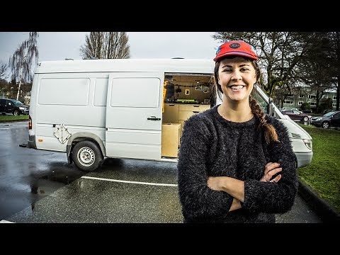 SPRINTER VAN TOUR : Couple + Cat live full time in a converted Van In Vancouver Canada.