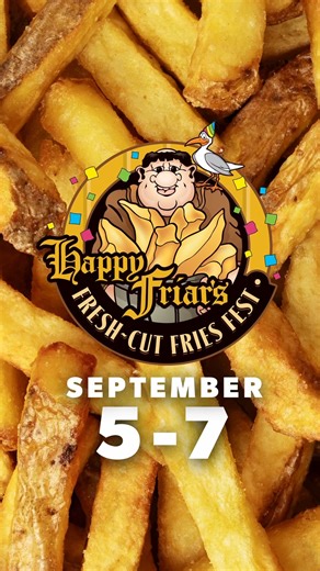 Happy Friar's Fresh-Cut Fries Fest. Don't miss it, starting Fry-day, September 5, 2025. All weekend long. 🍟🍟🍟 What's Friar Fest? Enjoy limited-time creations made with our famous Fresh Cut Fries. Here are the delicious event details 👉 https://bit.ly/4oVfvc3 | Cedar Point