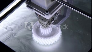 3D printer working. 3D printer printing an object from plastic. Automatic three dimensional 3d printer performs plastic. Progressive additive technology for 3d printing