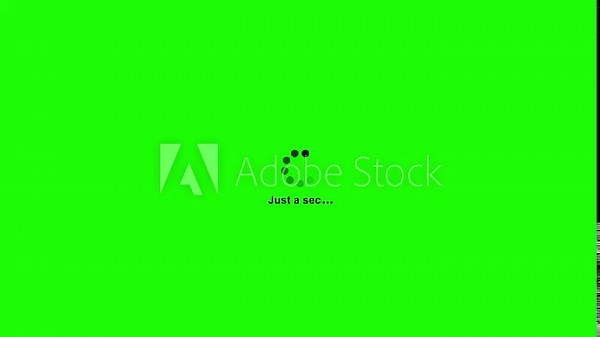 Animated loading spinner with text Just a sec. Spinning waiting icon on background. Loading circle animation. Seamless Loop