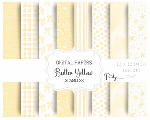 Nursery Seamless Patterns, Butter Yellow Watercolor Pastel Digital Paper - for Scrapbooking, Fabrics and More - Instant Download - Etsy