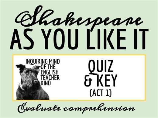 Shakespeare's As You Like It Act 1 Quiz and Answer Key | Teaching Resources
