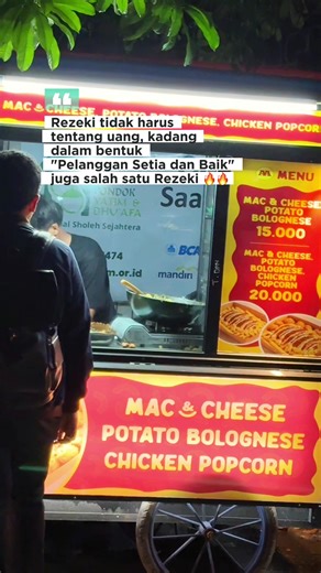 BUKA JAM 5 SORE SETIAP HARI 📍Sebrang kampus BUDILUHUR ( depan AUTO 2000 Ciledug ) 📍Perigi baru ( dekat SMA PLUS PEMBANGUNAN JAYA, dekat Alun-alun pondok aren ) 📍PURIBETA 2 ( arah ke parkiran motor ) 📍 KOMP. PERTAMINA, PONDOK RANJI (sebrang pintu masuk masjid AT-TAQWA) 📍SWADAYA RAYA, CILEDUG (Depan MASJID JAMI’ AL- MUHAJIRIN / Depan MIE AYAM BABE) #macncheese #potatobolognese #chickenpopcorn #tangeranghits #masyaallahtabarakkallah