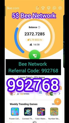 Bee Network Referral Code invite friends
