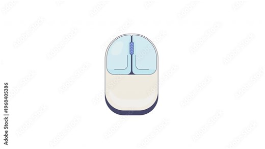 Right click computer mouse button animation. Opening context menu action in software. Rounded peripheral device clicking for pc and laptop. Cursor control. Animated input hardware element. 4K video