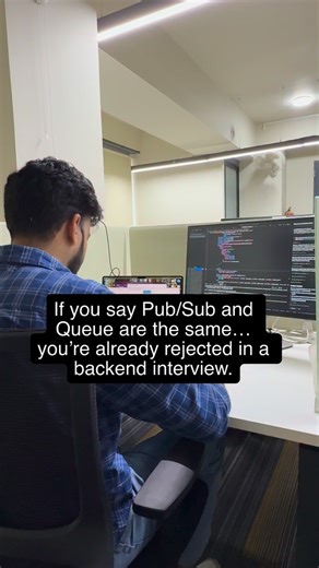 TechWithCP on Instagram: "Pub/Sub vs Queue — Explained Simply 🔥 Many developers confuse them, but interviewers don’t. 🧵 Queue (Point-to-Point Model) • One producer → One consumer processes the message • Message is consumed once • Used for task processing • Ensures load balancing ✅ Best for: Background jobs, payment processing, order handling Examples: • RabbitMQ • Amazon SQS 📢 Pub/Sub (Broadcast Model) • One publisher → Multiple subscribers • All subscribers receive the message • Used for eve