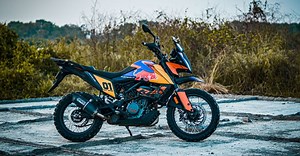KTM Adventure 390 motorcycle modified with spoke wheels looks ready for adventure