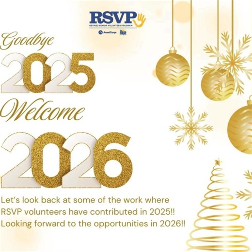 As 2025 comes to a close, let's take a look back at the 800 Retired Senior Volunteer Program (RSVP) volunteers who selflessly gave of their time volunteering in the community. This translates into millions of dollars saved in wages that they would have spent. You can see RSVP volunteers serving in the following: soup kitchens, pantries, CASA, hospitals, assisted living and long-term care facilities, libraries, taking people to the doctor (transportation), SWAG(Senior with a Goal) program, small 