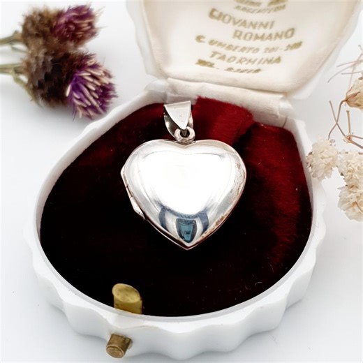 Vintage Sterling Silver Heart Locket Pendant: Plain Minimalist Design, Medium Sized - Etsy