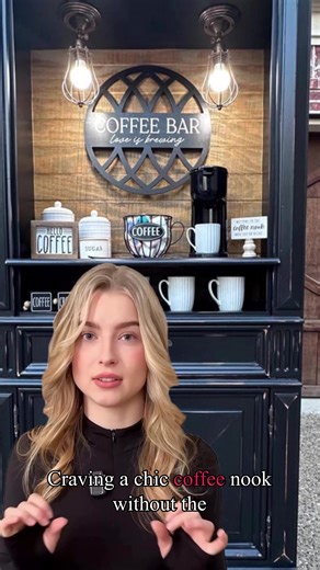 #Zeely.ai Transform your space with a Pinterest-worthy coffee hutch ☕✨ No DIY required! Ready to impress right out of the box. #CoffeeHutch #HomeDecorGoals #InteriorInspo #fyp. https://www.etsy.com/listing/1775774212/distressed-black-coffee-hutch-wine-bar