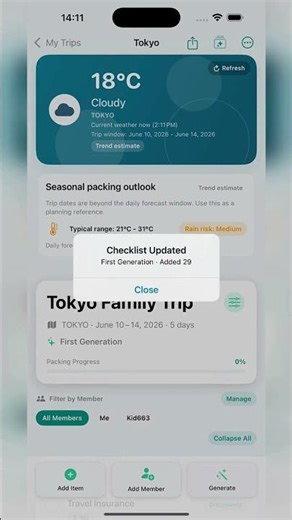 Generate smarter packing lists with PackingMate