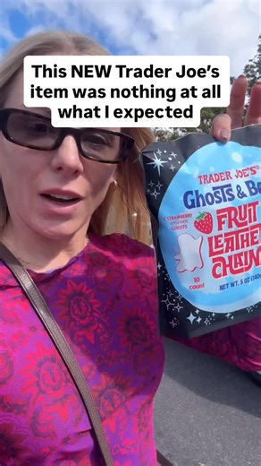 Natasha Fischer on Instagram: "Hot take: kinda makes getting ghosted fun 👻 Will you be adding the new Trader Joe’s Ghosts and Bats fruit leather chains to your Trader Joe’s list?"