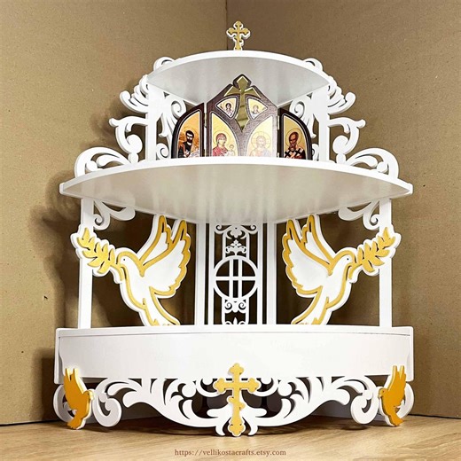 Wooden Corner Shelf for Icons: Orthodox Home Altar Prayer Shrine - Etsy
