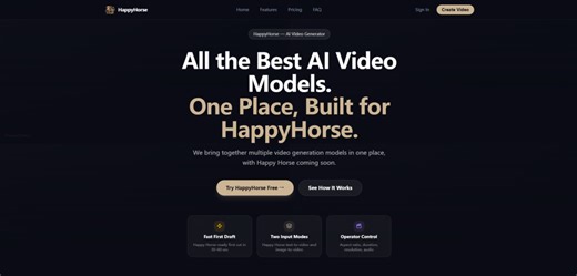 Happy Horse: Multi-model AI video generator for fast, controllable text-to-video and image-to-video creation.