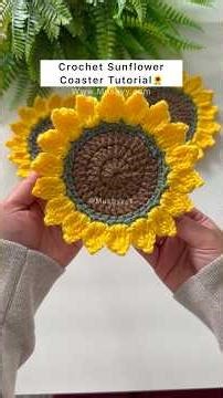 Crochet Sunflower Coaster Tutorial By Mushyy #crochet #shorts