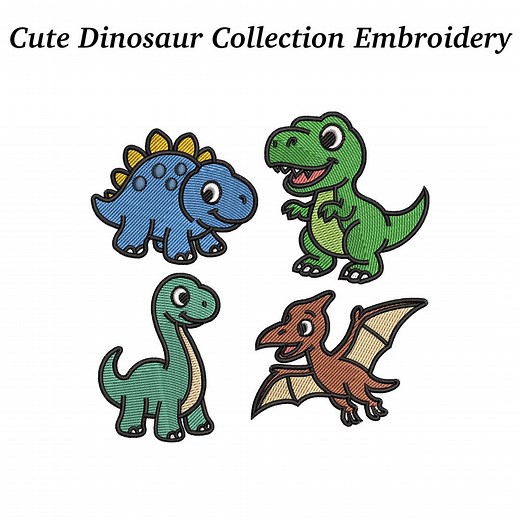 Cute Dinosaur Embroidery Design, Kids Jurassic Pattern (instant Download) - Etsy