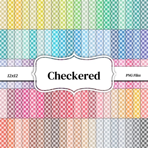 Checkered Pattern Digital Paper Bundle: 100 Colors (12x12, PNG, 300 Dpi) - Etsy